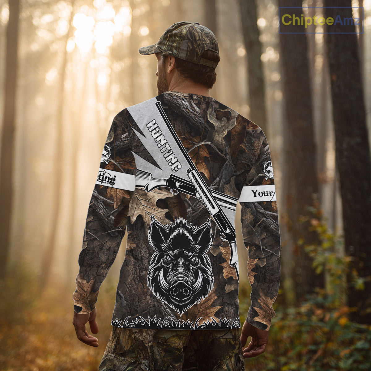 Wild Boar Hunting Rifle Vector 3D Printed Custom Name Shirts, Boar Hunting Clothing, Hunting Gifts NBT219