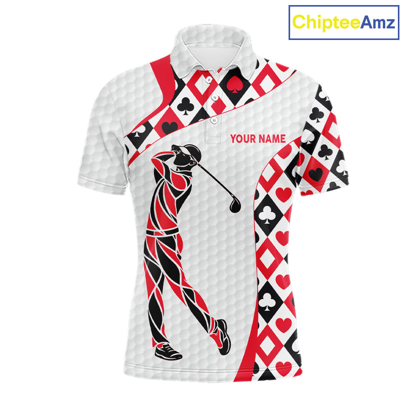 Personalized Poker Mens Golf Polo Shirt Custom Name Funny Golf Top For Team, Golfer Gift For Men NBT497