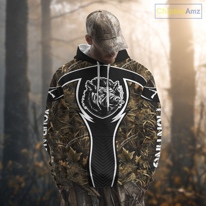 Wild Boar Hunting Full Camouflage 3D Custom Name, Hunting Clothes for Men, Hunting Gifts NBT228