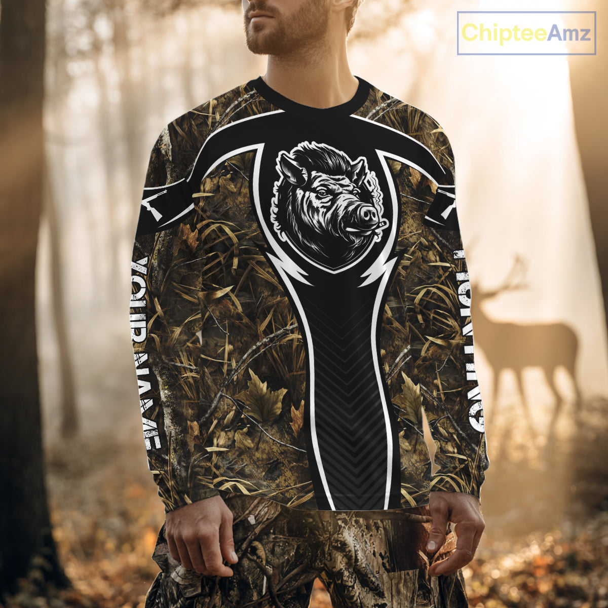 Wild Boar Hunting Full Camouflage 3D Custom Name, Hunting Clothes for Men, Hunting Gifts NBT228