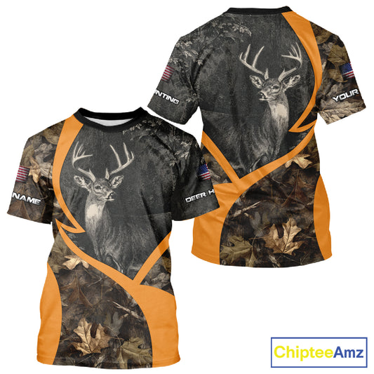 Deer Hunting Dark Brown Camouflage 3D All Over Printing Shirts, Hunting Gifts for Men NBT232