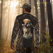Load image into Gallery viewer, Waterfowl Duck Hunting Yellow Labrador Retriever Camo US Flag 3D Shirts, Duck Hunting Gifts NBT239