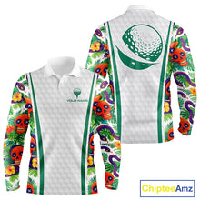 Load image into Gallery viewer, Funny Golf Skull Tropical Pattern Golf Polo Shirt Custom Name Golf Shirts For Mens NBT519