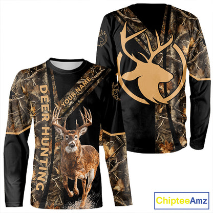 Personalized Whitetail Deer Hunting 3D All Over Printed Hoodie Brown Camouflage NBT250