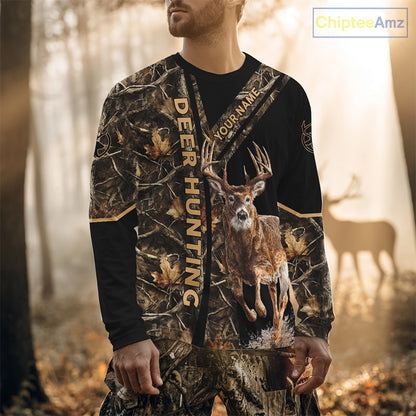 Personalized Whitetail Deer Hunting 3D All Over Printed Hoodie Brown Camouflage NBT250