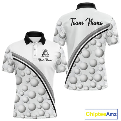 Golf Ball Gray Pattern Mens Golf Polo Shirts Custom Name Golf Ball Pattern, Golf Attire For Mens NBT561