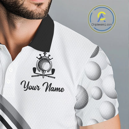 Golf Ball Gray Pattern Mens Golf Polo Shirts Custom Name Golf Ball Pattern, Golf Attire For Mens NBT561