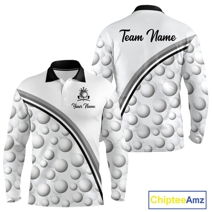 Golf Ball Gray Pattern Mens Golf Polo Shirts Custom Name Golf Ball Pattern, Golf Attire For Mens NBT561