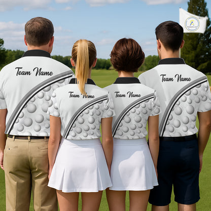 Golf Ball Gray Pattern Mens Golf Polo Shirts Custom Name Golf Ball Pattern, Golf Attire For Mens NBT561