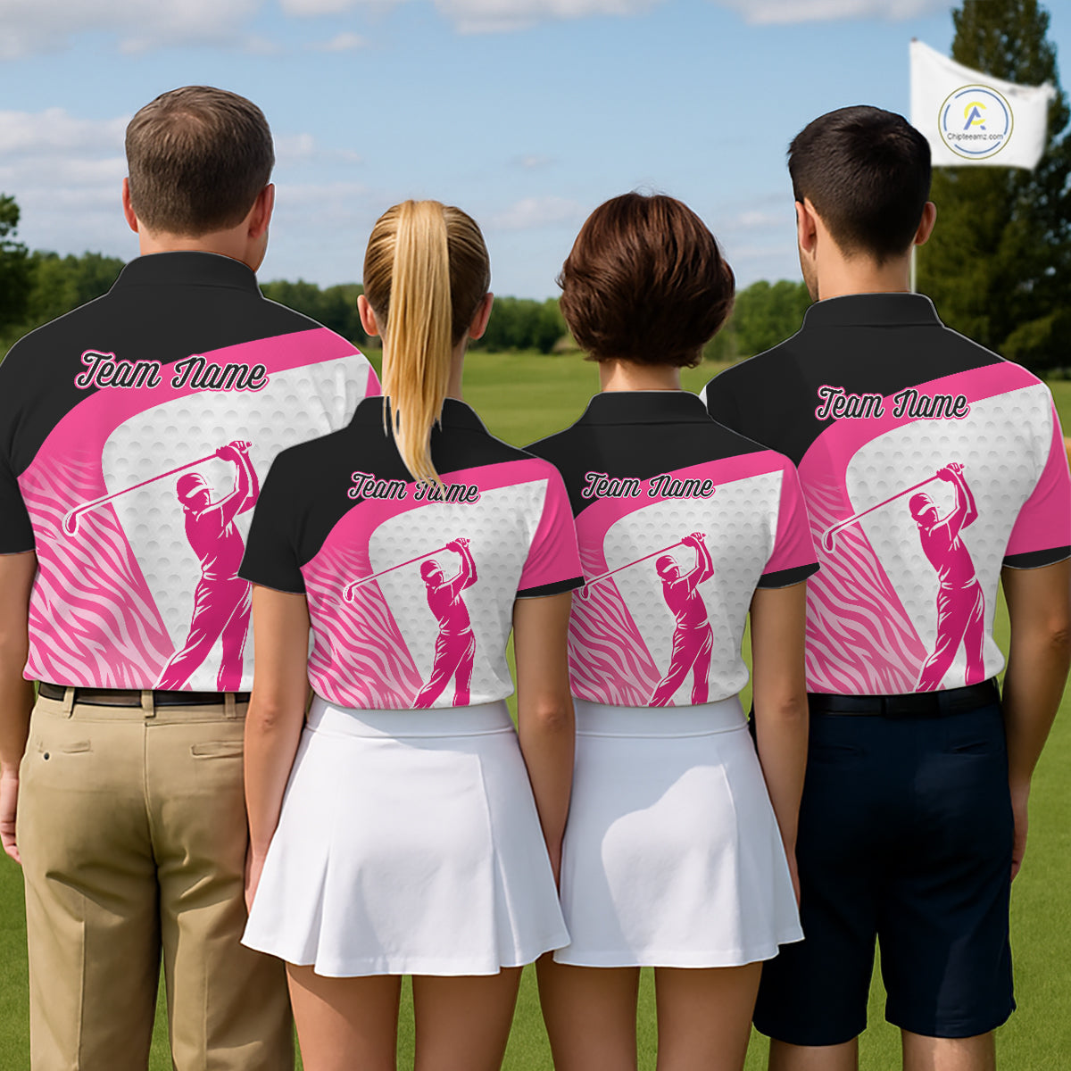 Pink Zebra Pattern Mens Golf Polo Shirts Custom Name Gift For Golf Lovers NBT580