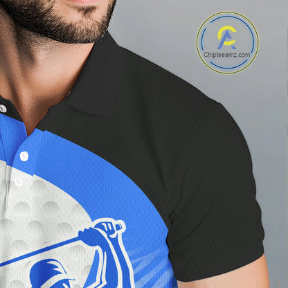 Blue Zebra Pattern Mens Golf Polo Shirts Custom Name Gift For Golf Lovers NBT582