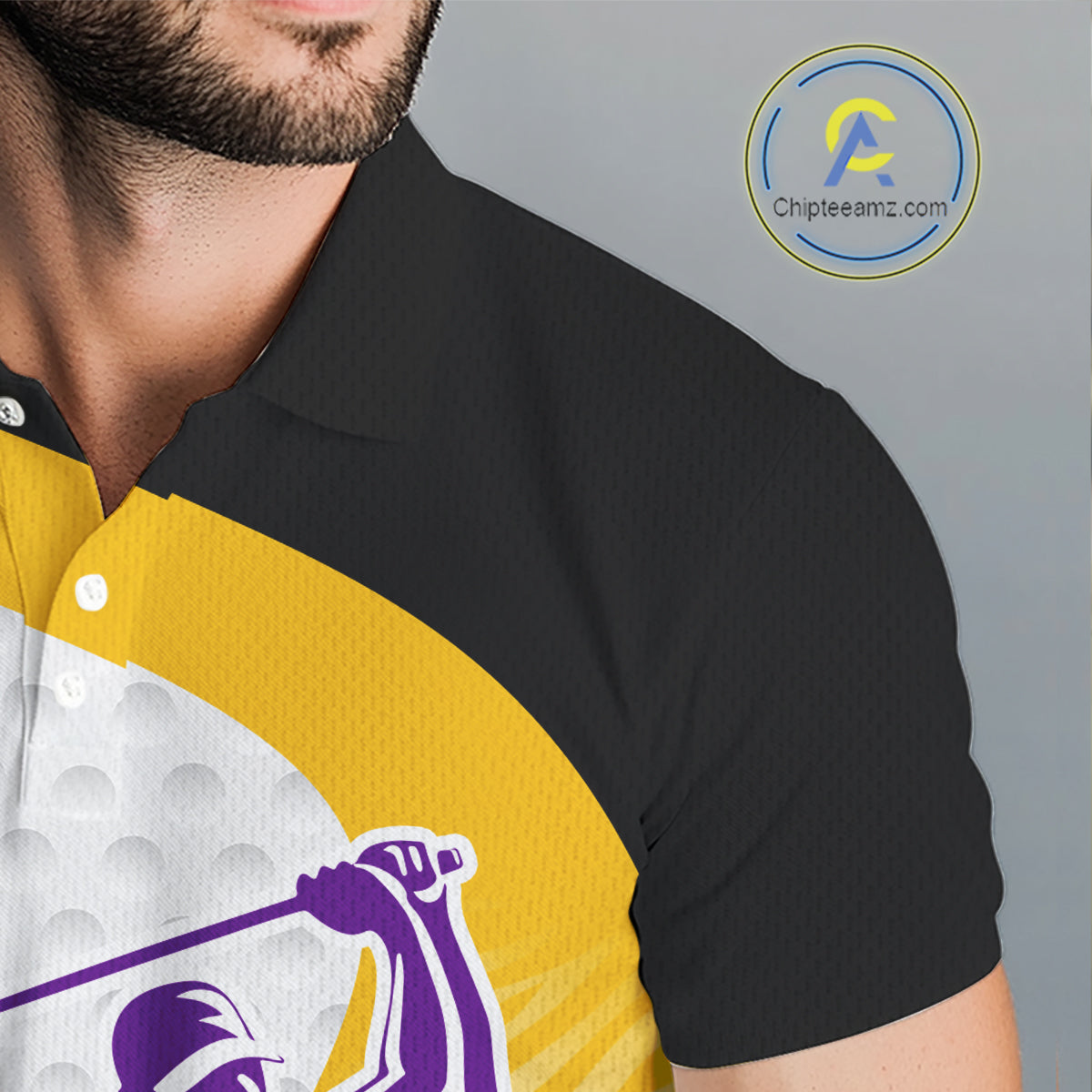 Yellow & Purple  Zebra Pattern Mens Golf Polo Shirts Custom Name Gift For Golf Lovers NBT583