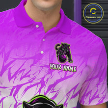 Load image into Gallery viewer, Custom Purple And Green Leopard Bowling Men Polo &amp; 1/4 Quarter Zip Shirt, Bowling League Team Shirt NBT890