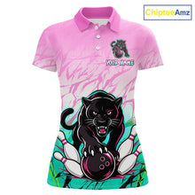 Load image into Gallery viewer, Custom Pink And Turquoise Leopard Bowling Women Polo &amp; 1/4 Quarter Zip Shirt, Bowling League Team Shirt NBT891