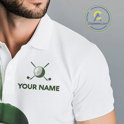 Funny Golf Ball Tropical Pattern Custom Mens Golf Polo Shirts, Golfing Gifts|Green NBT709