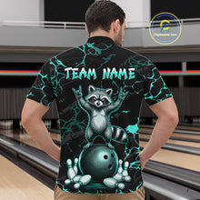 Load image into Gallery viewer, Turquoise Funny Raccoon Bowling Team Shirt Customized Bowling League Polo &amp; 1/4 Zip Gift For Men NBT895