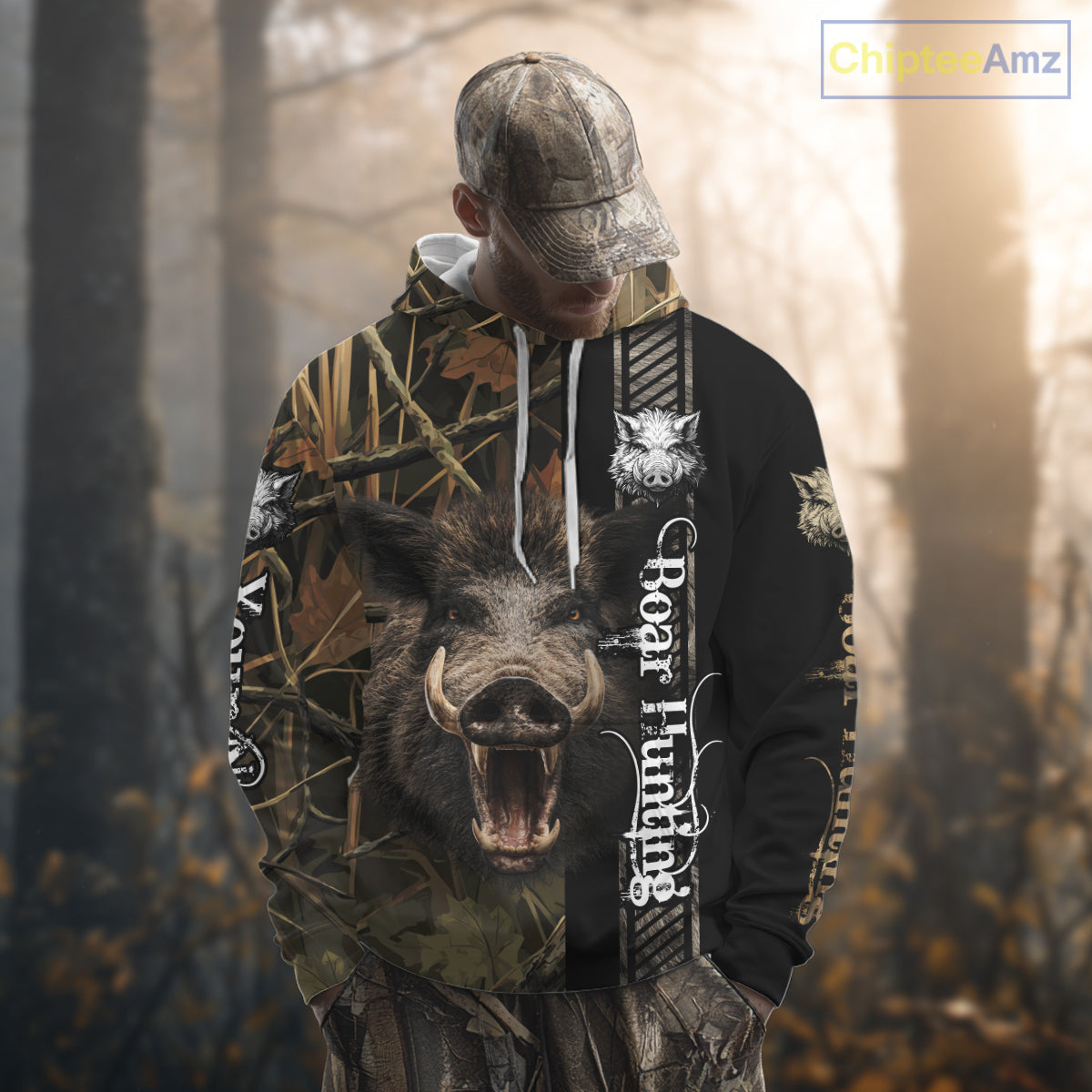 Personalized Wild Hog Hunting Camo Custom Name Best Gifts for Hunters, Boar Hunting Clothes NBT115