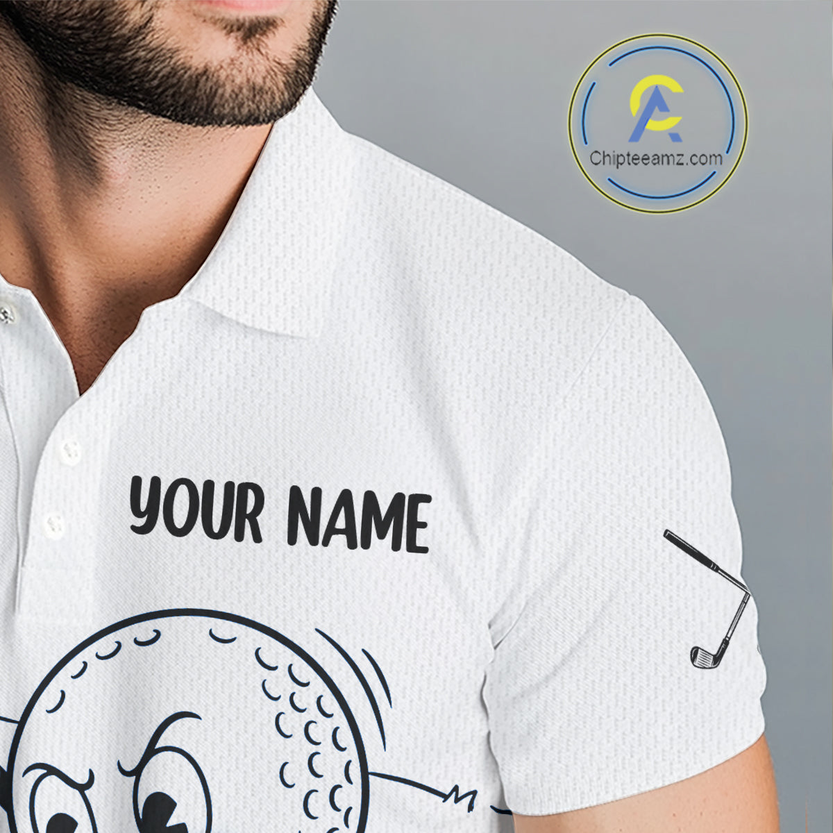 Blue Funny Golf Rescue Team Polo Shirt Custom Name, Golf Ball Cartoon Polo, White Golf Shirt NBT599