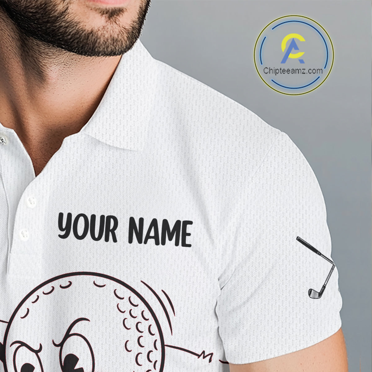 Red Funny Golf Rescue Team Polo Shirt Custom Name, Golf Ball Cartoon Polo, White Golf Shirt NBT601