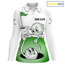 Load image into Gallery viewer, Green Funny Golf Rescue Team Polo Shirt Custom Name, Golf Ball Cartoon Polo, Golf Gifts NBT602