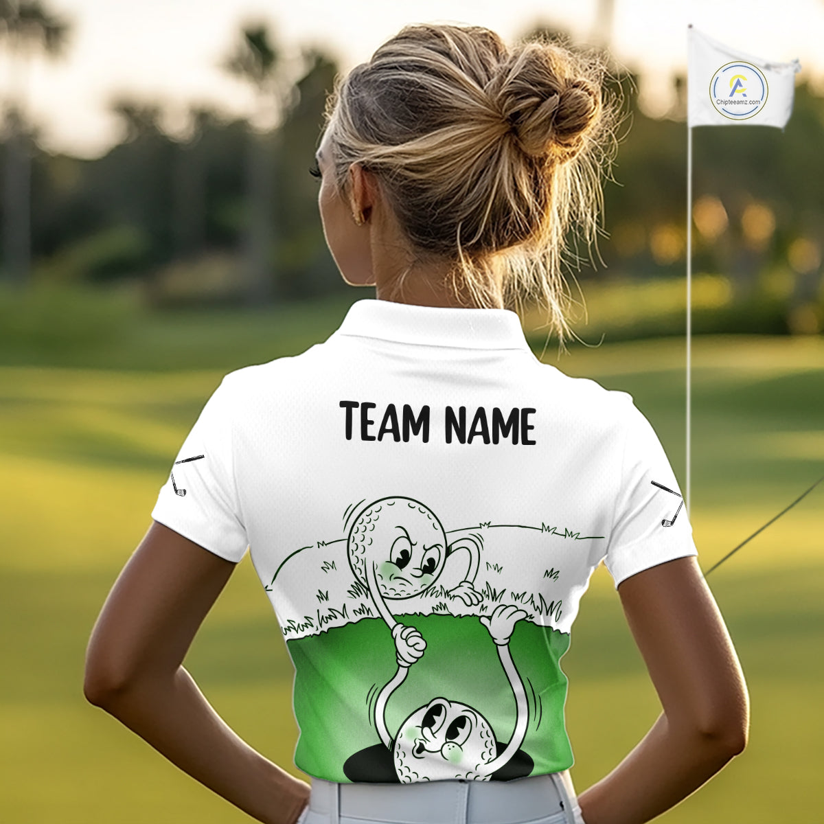 Green Funny Golf Rescue Team Polo Shirt Custom Name, Golf Ball Cartoon Polo, Golf Gifts NBT602
