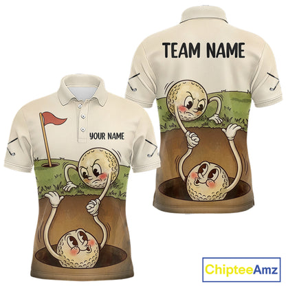Vintage Funny Golf Ball Custom Team Polo Shirt, Personalized Mens Golf Polo Shirt, Golf Lovers Gift NBT608