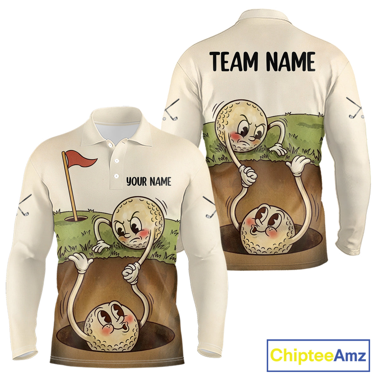 Vintage Funny Golf Ball Custom Team Polo Shirt, Personalized Mens Golf Polo Shirt, Golf Lovers Gift NBT608