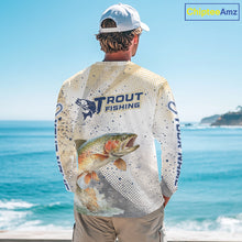 Load image into Gallery viewer, Rainbow Trout Fishing Shirts Long Sleeve Gray Beige Camo, Trout UPF Fishing Shirts NBT414