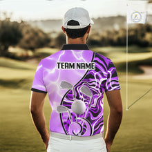 Load image into Gallery viewer, Mens Golf Polo Shirt Holographic Marble Golf Pattern For Team, Golf Attire For Men|Purple NBT727