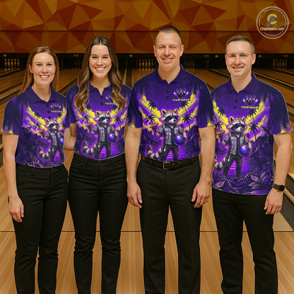 Funny Cool Raccoon Bowling Ball Shirt For Women Custom Blue Tropical Team Jersey Bowling League NBT903