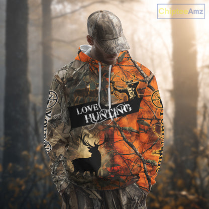 Personalized Deer Hunting Shirt 3D All Over Print Orange Camo Hunting Clothes NBT119