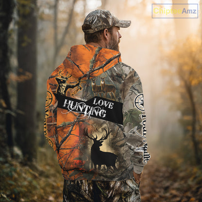 Personalized Deer Hunting Shirt 3D All Over Print Orange Camo Hunting Clothes NBT119