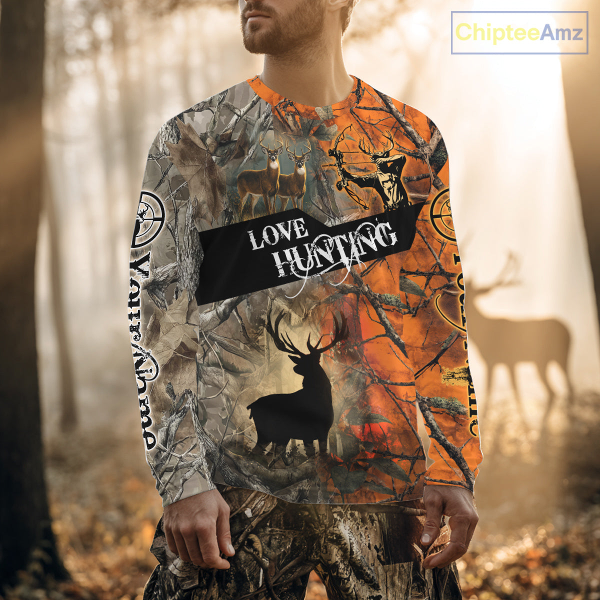 Personalized Deer Hunting Shirt 3D All Over Print Orange Camo Hunting Clothes NBT119