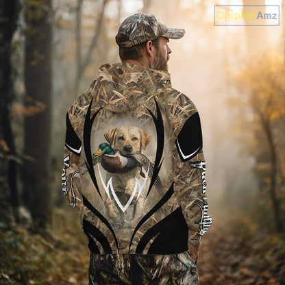 Mallard Duck Hunting Yellow Labrador Retriever Camo 3D Custom Name Shirts, Hunting Gifts NBT220