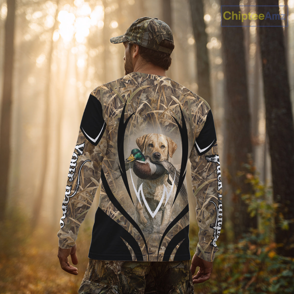 Mallard Duck Hunting Yellow Labrador Retriever Camo 3D Custom Name Shirts, Hunting Gifts NBT220