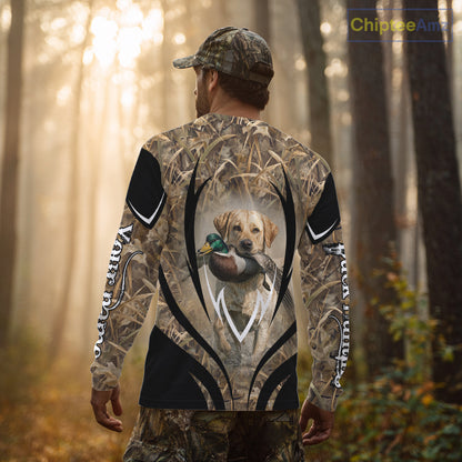 Mallard Duck Hunting Yellow Labrador Retriever Camo 3D Custom Name Shirts, Hunting Gifts NBT220