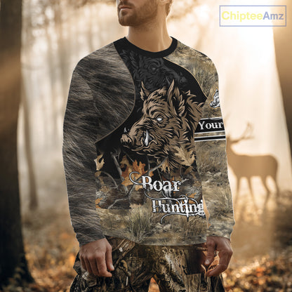 Wild Boar Hunting Camouflage Personalized Shirts for Boar Hunter, Hunting Gifts NBT127