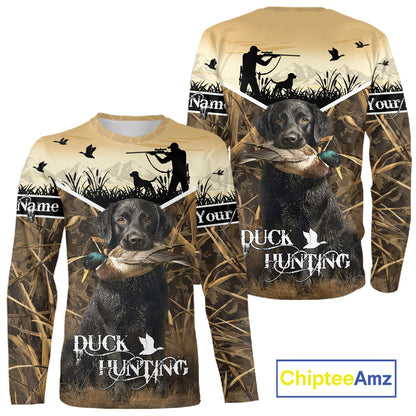 Duck Hunting Camo Shirt with Black Labrador Retriever for Duck Hunter - Best Duck Hunting Gifts NBT136