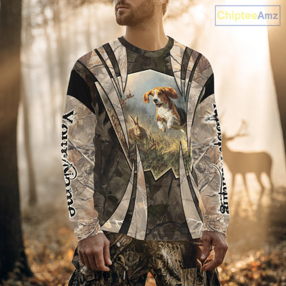 Custom Rabbit Hunting with Beagle 3D Prints Camouflage Shirts, Rabbit Hunting Clothes NBT139