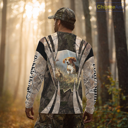 Custom Rabbit Hunting with Beagle 3D Prints Camouflage Shirts, Rabbit Hunting Clothes NBT139