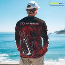 Load image into Gallery viewer, Model wearing Marlin Saltwater Fishing Shirt custom ocean camo long sleeve UPF on boat offshore tournament fishing