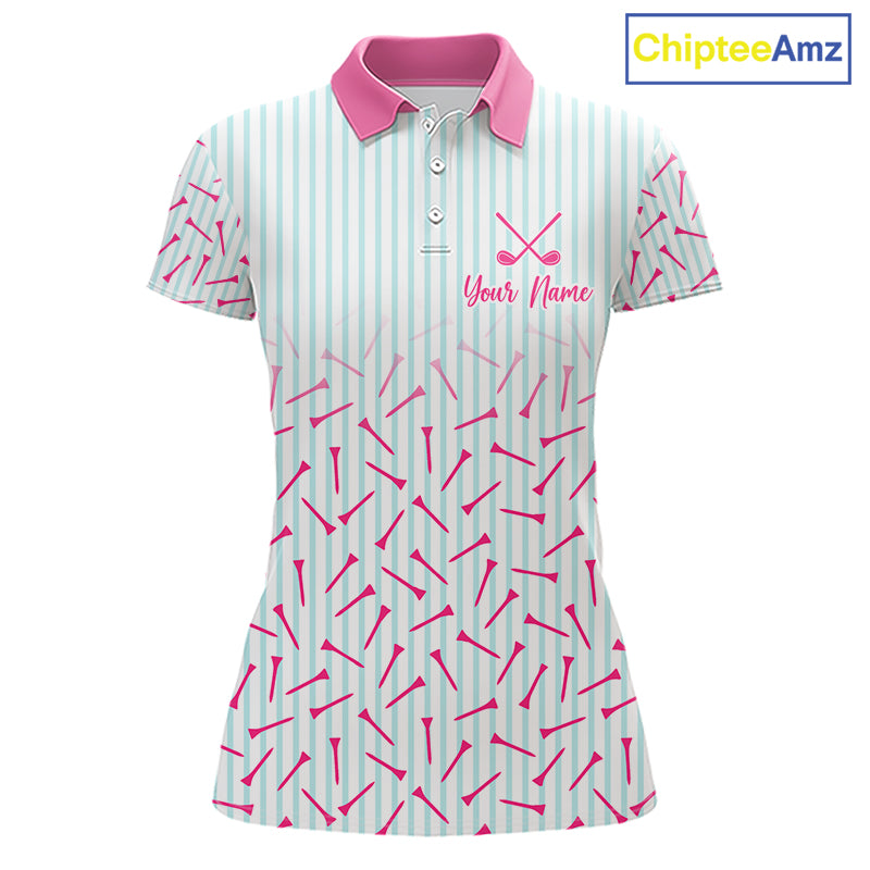 front view of personalized family golf polo shirt with custom name 