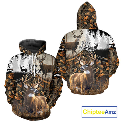 Custom Whitetail Deer Hunting Camouflage Deer Hunter Custom Name Shirt, Hunting Gift NBT291