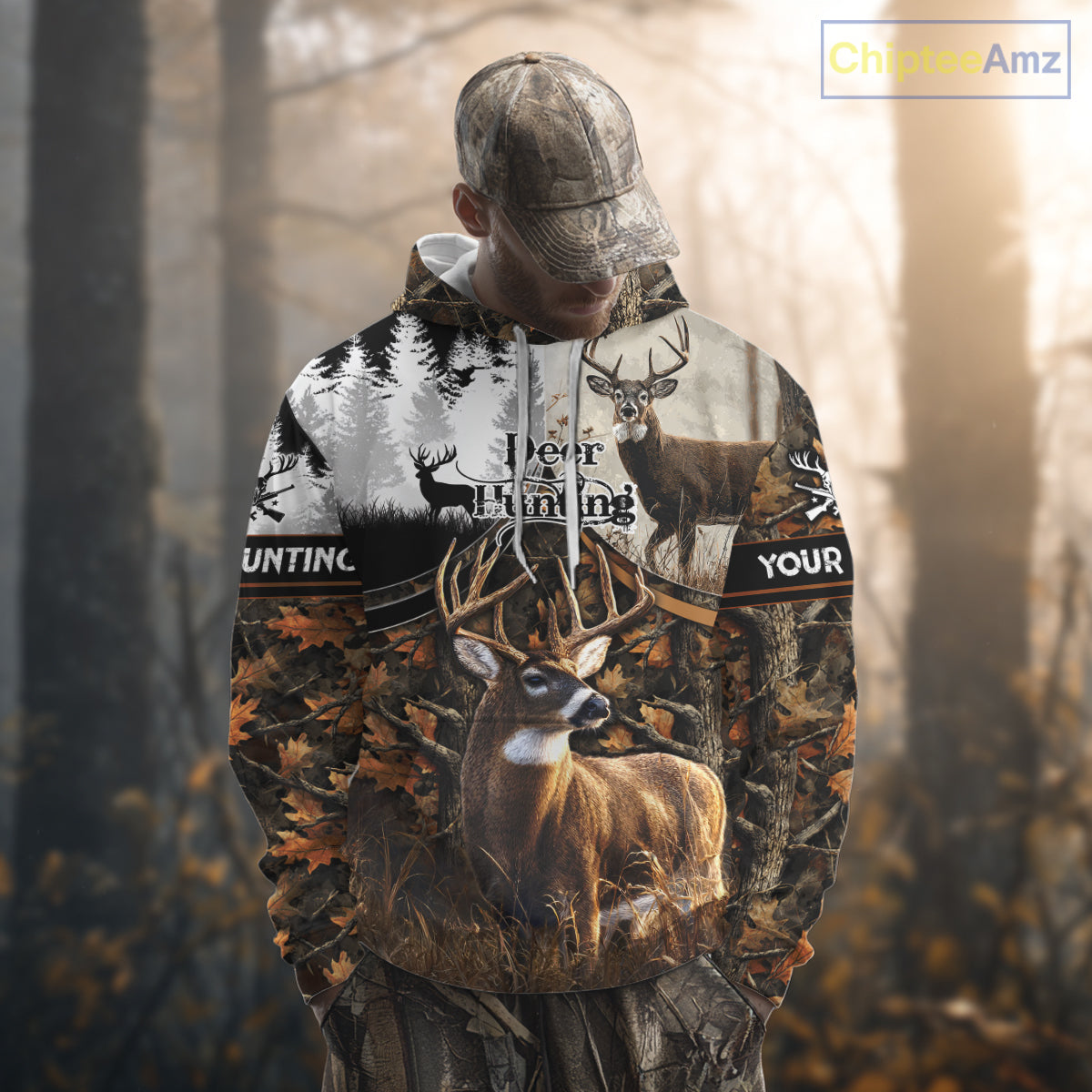Custom Whitetail Deer Hunting Camouflage Deer Hunter Custom Name Shirt, Hunting Gift NBT291