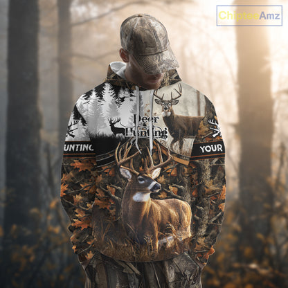 Custom Whitetail Deer Hunting Camouflage Deer Hunter Custom Name Shirt, Hunting Gift NBT291