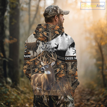 Custom Whitetail Deer Hunting Camouflage Deer Hunter Custom Name Shirt, Hunting Gift NBT291