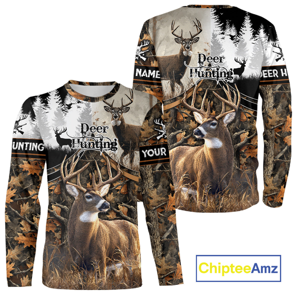 Custom Whitetail Deer Hunting Camouflage Deer Hunter Custom Name Shirt, Hunting Gift NBT291