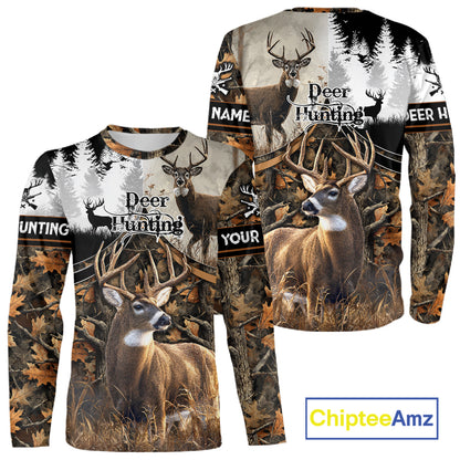 Custom Whitetail Deer Hunting Camouflage Deer Hunter Custom Name Shirt, Hunting Gift NBT291