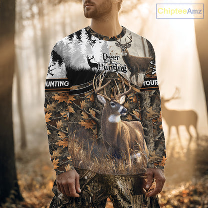 Custom Whitetail Deer Hunting Camouflage Deer Hunter Custom Name Shirt, Hunting Gift NBT291