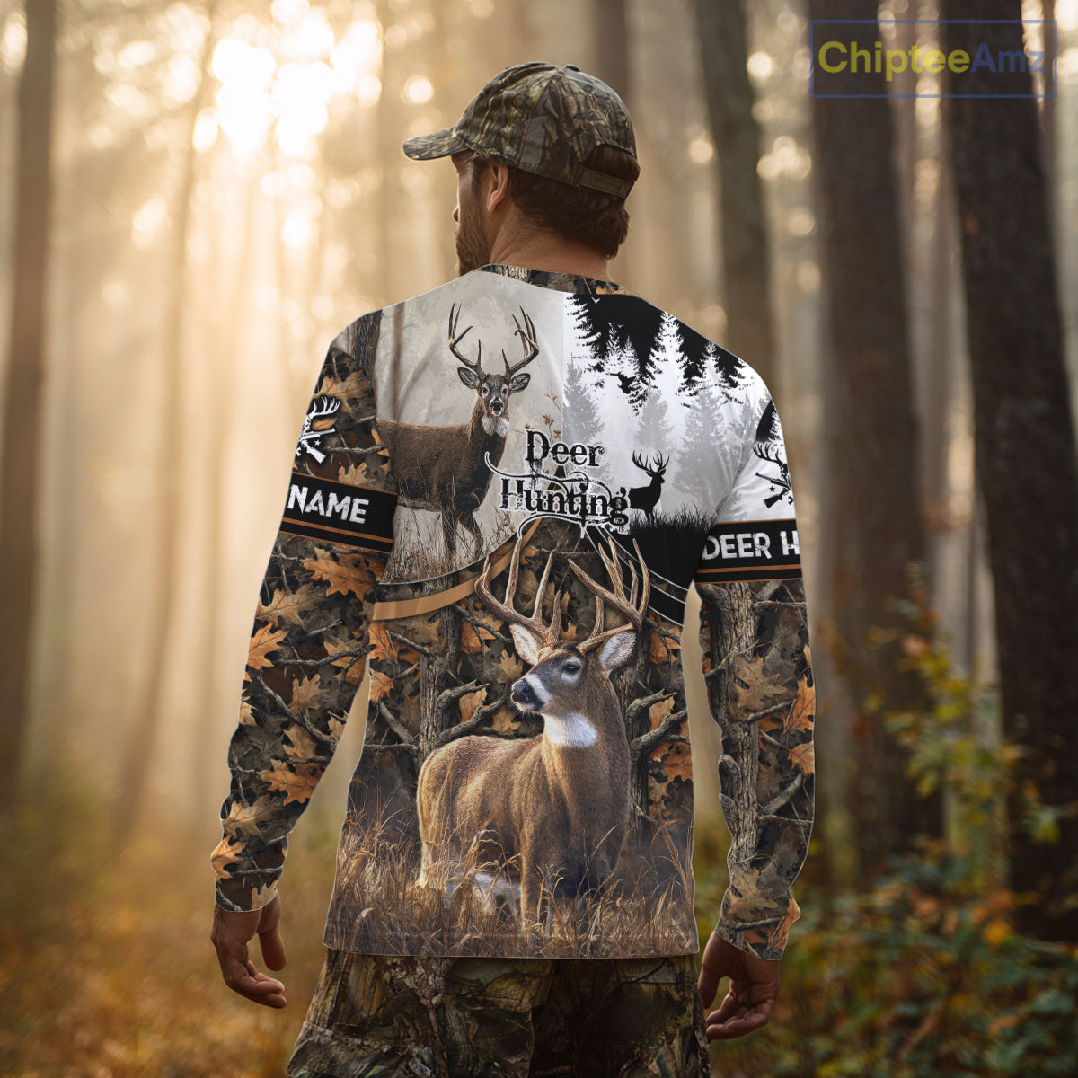 Custom Whitetail Deer Hunting Camouflage Deer Hunter Custom Name Shirt, Hunting Gift NBT291